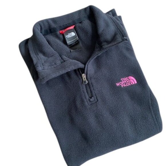 NORTH FACE 1/4 Zip Black Polartec Fleece Pullover Breast Cancer Small - Picture 1 of 16